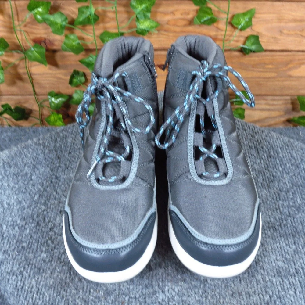 Lands' End Trans Women Snow Boots Size 9B Winter Weather Gray Textile Zip Up